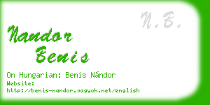 nandor benis business card